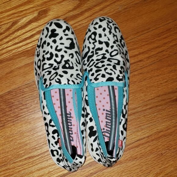Dimmi cow print fabric slip-on flats - Picture 5 of 7